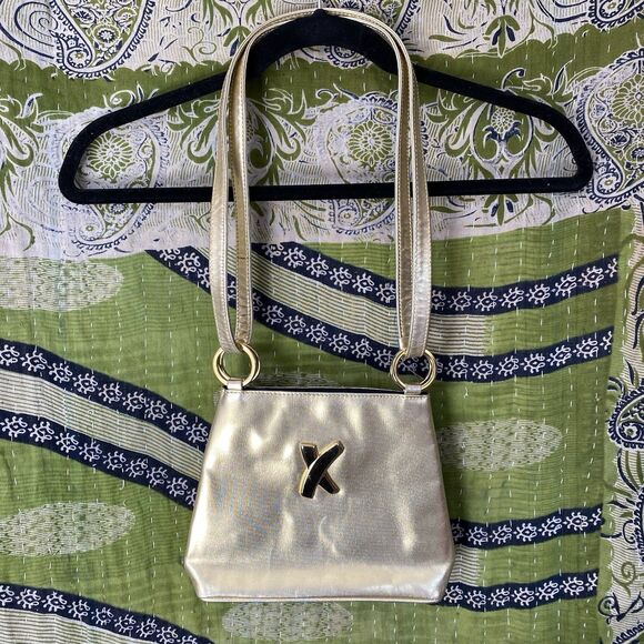 Vintage 80's Paloma Picasso Gold Leather Crossbody Purse One Size - Picture 1 of 14